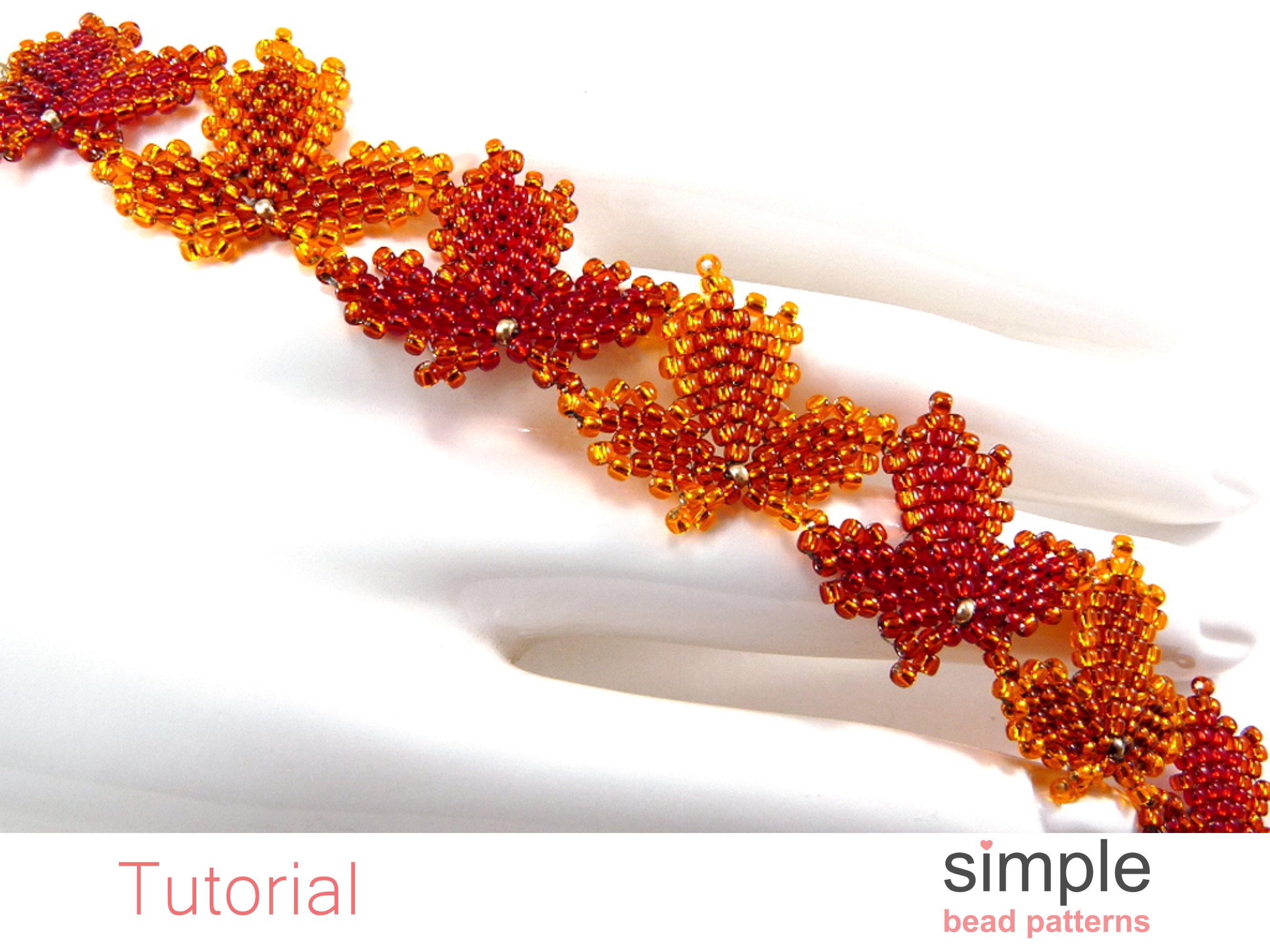 Beaded Maple Leaf Bracelet Pattern Diagonal Peyote Stitch Etsy