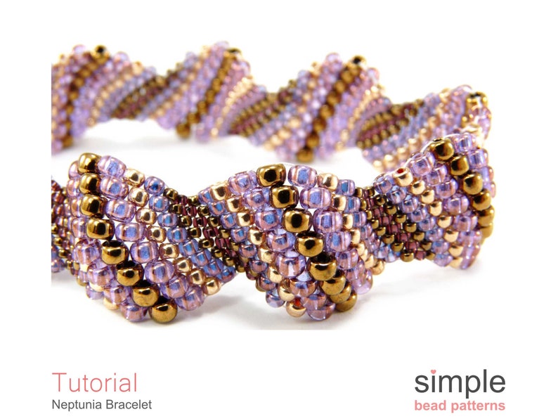 Flat Cellini Spiral Bracelet Beading Pattern, Peyote Stitch Bead Tutorial, DIY Jewelry Making Peyote Stitch Beaded Bracelet Tutorial P-00283 image 3