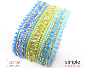 Bracelet Pattern, Beaded Bracelet Jewelry Making Tutorial, Herringbone Stitch Bead Pattern, Wide Bracelet, Bracelet Making Pattern, P-00128