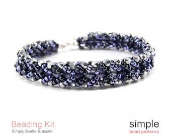 Bead Bracelet Kits for Women (in Blue, Hematite, and Silver): "Simply Svelte" Design