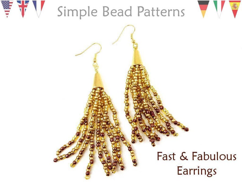 Beaded Earrings Tutorial Beading Pattern Jewelry Making | Etsy