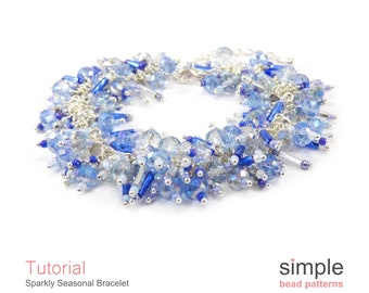 Wire Wrapped Bracelet Tutorial, Beaded Chain Bracelet Tutorial, Simple Bead Patterns, Beaded Bracelet Wire Wrapped Jewelry Tutorial, P-00354