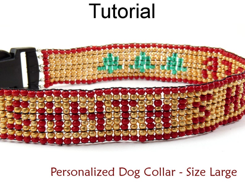 DIY Large Beaded Dog Collar Beading Pattern and Tutorial Bead Etsy
