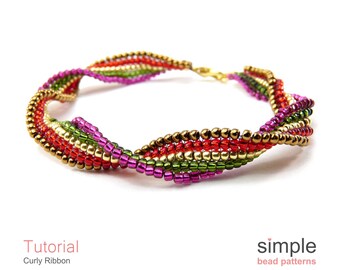 Square Stitch Perlenanleitung PDF: "Curly Ribbon" Design."