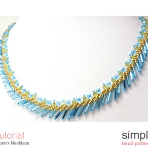 Beaded Necklace Tutorial, Necklace Beading Pattern, St. Petersburg Stitch Jewelry Making Instructions, Bugle Bead Necklace Pattern, P-00312 画像 5