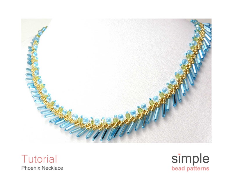 Beaded Necklace Tutorial, Necklace Beading Pattern, St. Petersburg Stitch Jewelry Making Instructions, Bugle Bead Necklace Pattern, P-00312 image 5