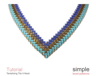Half Tila Bead V-Shape Necklace Pattern PDF: "Tantalizing Tila V-Neck" Design