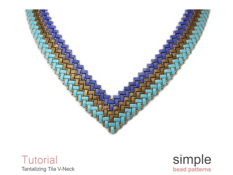 Half Tila Bead V-Shape Necklace Pattern PDF: "Tantalizing Tila V-Neck" Design image 1