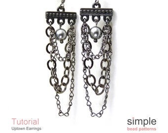 Beaded Dangle Earrings Tutorial PDF: "Uptown Earrings" Design