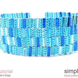 Easy Beading Pattern for Beginners, Wide Bracelet Jewelry Making Tutorial, Peyote Stitch Bracelet Tutorial, DIY Bugle Bead Pattern, P-00440