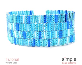 Easy Beading Pattern for Beginners PDF Tutorial: "Waters Edge" Bracelet Design