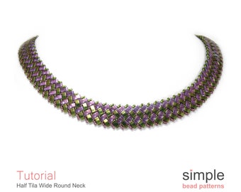 Half Tila Bead Pattern PDF: "Half Tila Wide Round Necklace" Design