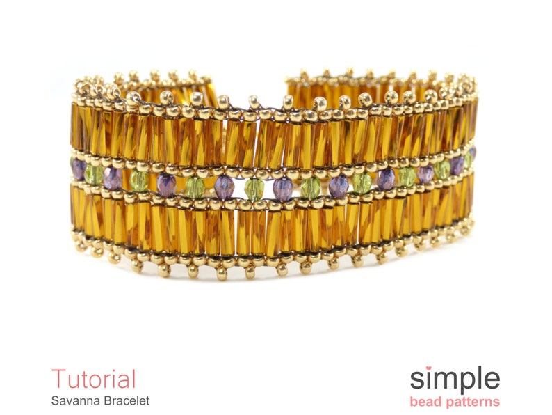 Bugle and Fire Polish Perlen Armband Anleitung PDF: "Savanna Armband" Design." Bild 9