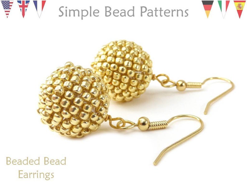 Beaded Ball Earrings Tutorial Beaded Beads Pattern Seed Bead Etsy