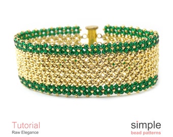 Bracelet Beading Pattern, Right Angle Weave Beading Pattern, RAW Bead Tutorial DIY Jewelry Making Instructions, Simple Bead Patterns P-00324