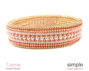 Herringbone Beaded Bangle Bracelet Tutorial PDF: "Elegant Bangle" Design