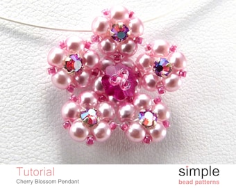 Beaded Flower Necklace Pattern PDF: "Cherry Blossom Pendant Necklace" Design