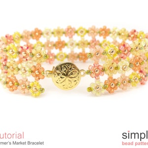 Daisy Chain Tutorial, Wide Beaded Bracelet Beading Pattern, Jewelry Making, Simple Bead Patterns, Flower Bracelet Beading Tutorial, P-00156 image 10