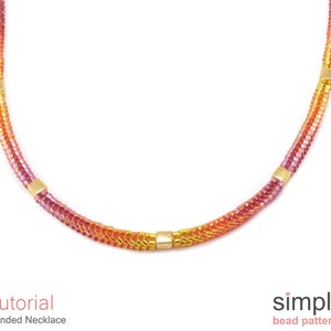 Schema per collana con perline sfumate - Punto spina di pesce tubolare - Perline e cubi - Schemi per perline semplici - Collana sfumata P-00043