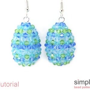 Beaded Easter Egg Earrings Pattern, Easter Beading, DIY Faberge Eggs, Simple Bead Patterns, Beadweaving Tutorials, Beaded Gift Ideas P-00097 image 2