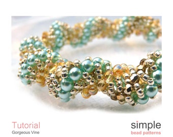 Jewelry Making Tutorial, Beading Pattern, Beaded Bracelet Pattern, Necklace Bead Tutorial, Dutch Spiral Stitch Beading Instructions P-00193