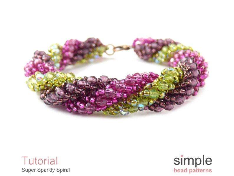 Beaded Bracelet Beading Pattern, Beaded Necklace Tutorial, Triple Spiral Stitch Instructions, DIY Jewelry Making Beading Pattern, P-00383 image 1