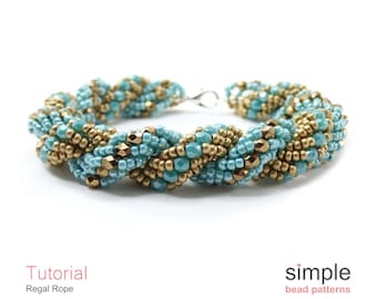 Double Spiral Stitch Beaded Bracelet Beading Pattern and Tutorial, Jewelry Making Beading Pattern, Beadweaving Simple Bead Patterns, P-00325