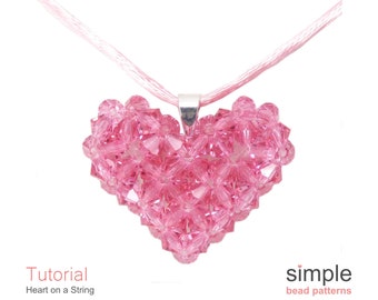Modèle PDF de collier cœur en perles gonflées : motif « cœur sur une chaîne »