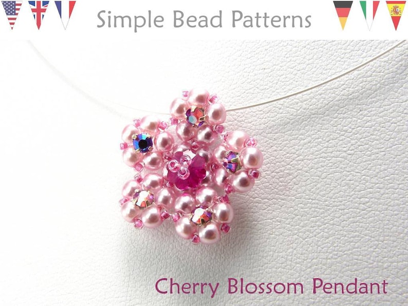 Beaded Flower Necklace Pattern Tutorial Beaded Flower Pendant Etsy