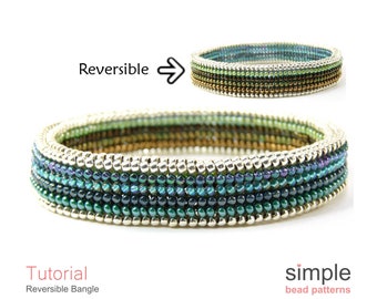 Bangle Bracelet Pattern, Beaded Bracelet Tutorial, Herringbone Stitch Jewelry Making Tutorial, DIY Beaded Bangle Beading Pattern, P-00326