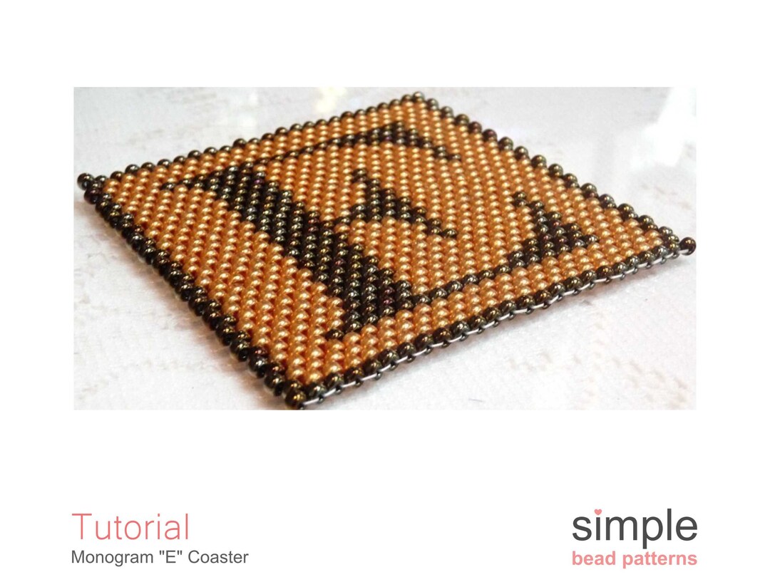 Beaded Monogram Coaster Pattern PDF, Letter E: 