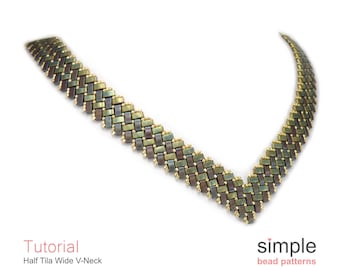 Tutorial de abalorios para collar en forma de V (PDF): Diseño "Half Tila Wide V Neck"