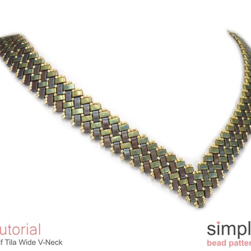 Beaded Necklace Pattern Half Tila Bead Pattern Herringbone Etsy