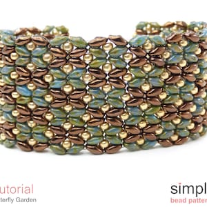 SuperDuo Wide Bracelet Pattern PDF: "Butterfly Garden" Design