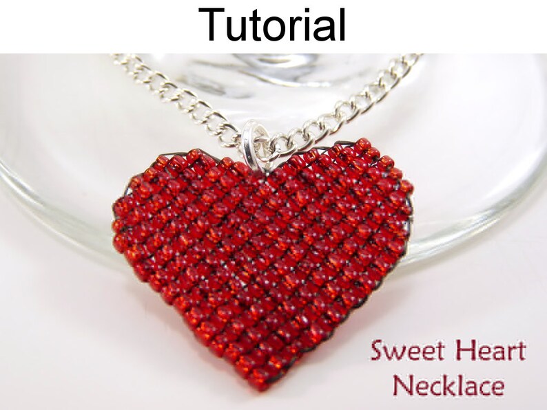 Beaded Heart Beading Pattern Heart Pendant Necklace Tutorial | Etsy