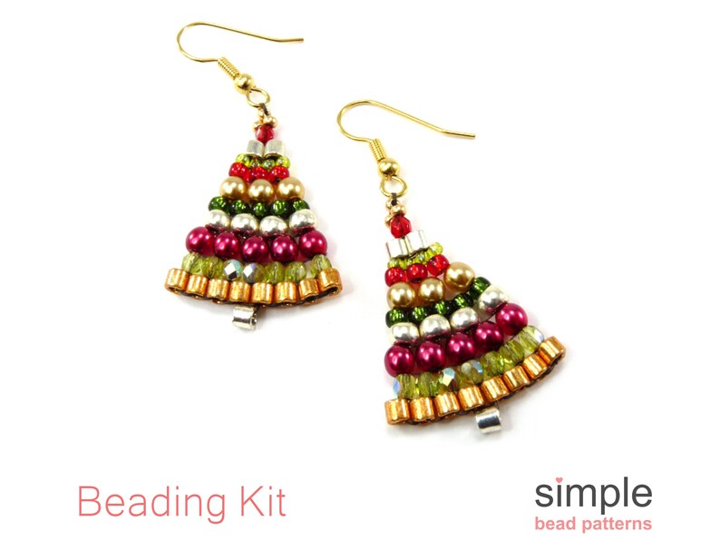 Beaded Christmas Tree Earrings Kit Dangle Christmas Earrings Etsy