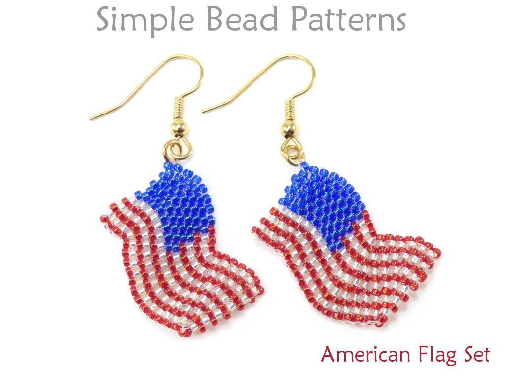 Beaded Drop Earrings for Women,/ American Flag Beaded Earrings Independence Day Earrings Bohemia Handmade Fruit Beaded Dangle Studs Earrings for Girls Party Jewelry