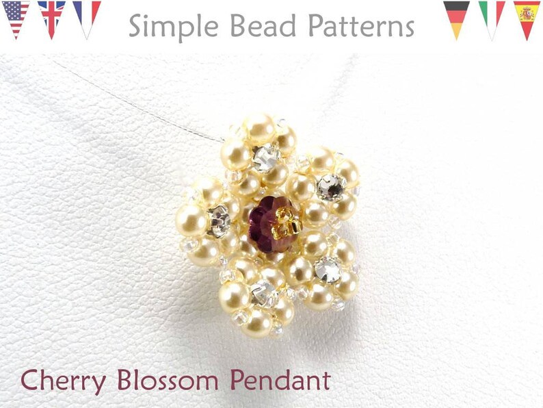 Beaded Flower Necklace Pattern Tutorial Beaded Flower Pendant Etsy