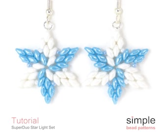 Tutorial de pendientes SuperDuo en PDF: Diseño "SuperDuo Star Light Set"