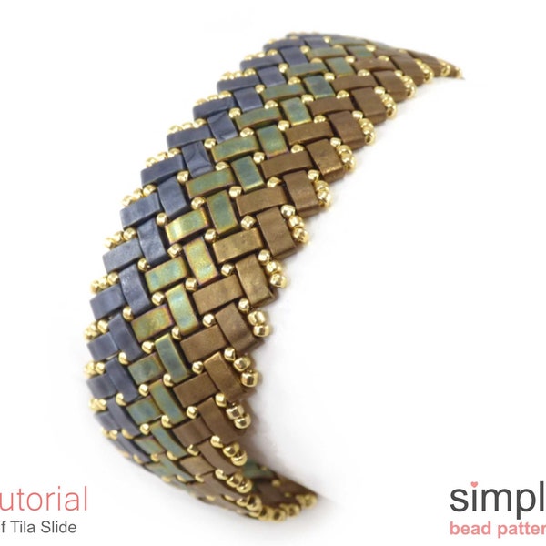 Beaded Herringbone Stitch Tutorial PDF: "Half Tila Slide" Design