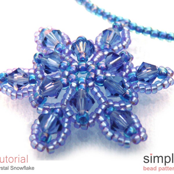 Swarovski Crystal Snowflake Necklace Beading Pattern, Snowflake Beading Pattern, Beaded Snowflake Jewelry Making Beading Tutorial, P-00109