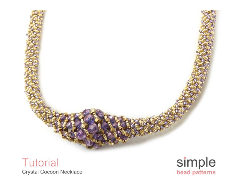 Beading Tutorial Pattern Beaded Necklace Russian Spiral Stitch Simple Bead Patterns Crystal Cocoon P-00096 image 3