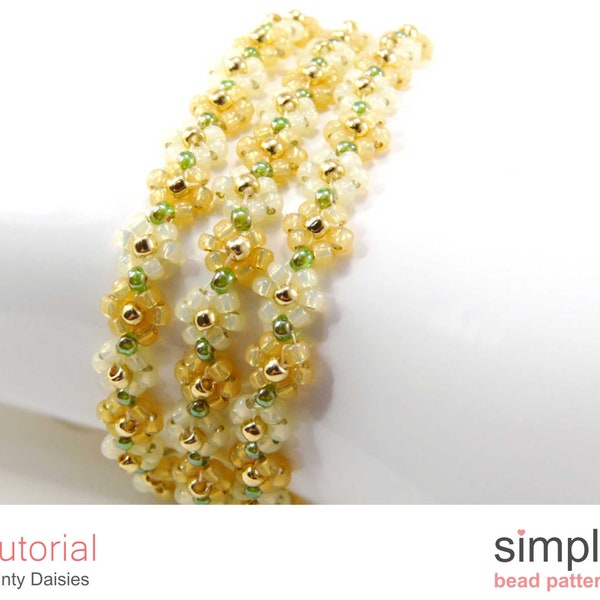 Daisy Chain Tutorial, Multi Wrap Beaded Bracelet Beading Pattern, Jewelry Making, Simple Bead Patterns, Flower Bracelet Tutorial, P-00114