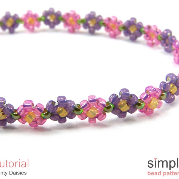 Daisy Chain Tutorial, Multi Wrap Beaded Bracelet Beading Pattern, Jewelry Making, Simple Bead Patterns, Flower Bracelet Tutorial, P-00114