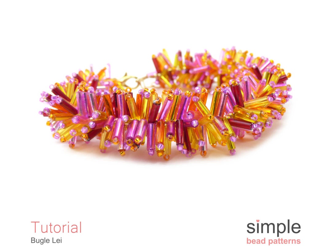 Beginner Beading Pattern Tutorial Fringe Stitch Beaded Bracelet Bugles Simple Bead Patterns