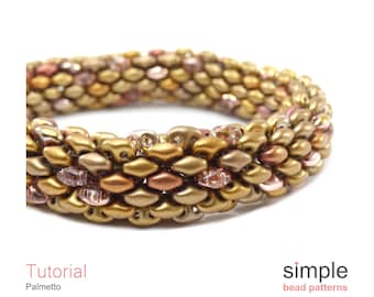 SuperDuo Beading Pattern, Super Duo Bracelet Tutorial,  2 Hole Bead Patterns, Two Hole Bead Tutorial, Jewelry Making Instructions, P-00295