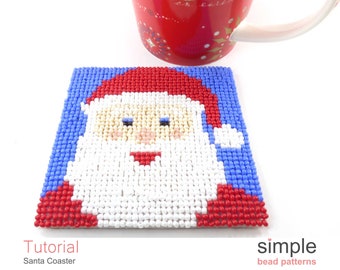 How to Make a Beaded Christmas Coaster PDF Pattern: "Santa Coaster" Design