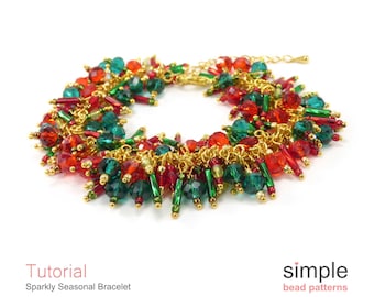 Wire Wrapped Bracelet Tutorial, Beaded Chain Bracelet Tutorial, Simple Bead Patterns, Beaded Bracelet Wire Wrapped Jewelry Tutorial, P-00354