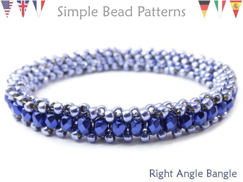 Simple Bead Patterns Right Angle Weave RAW Right Angle Bangle #146 Beading Patterns Bangle Bracelets Jewelry Making Tutorials