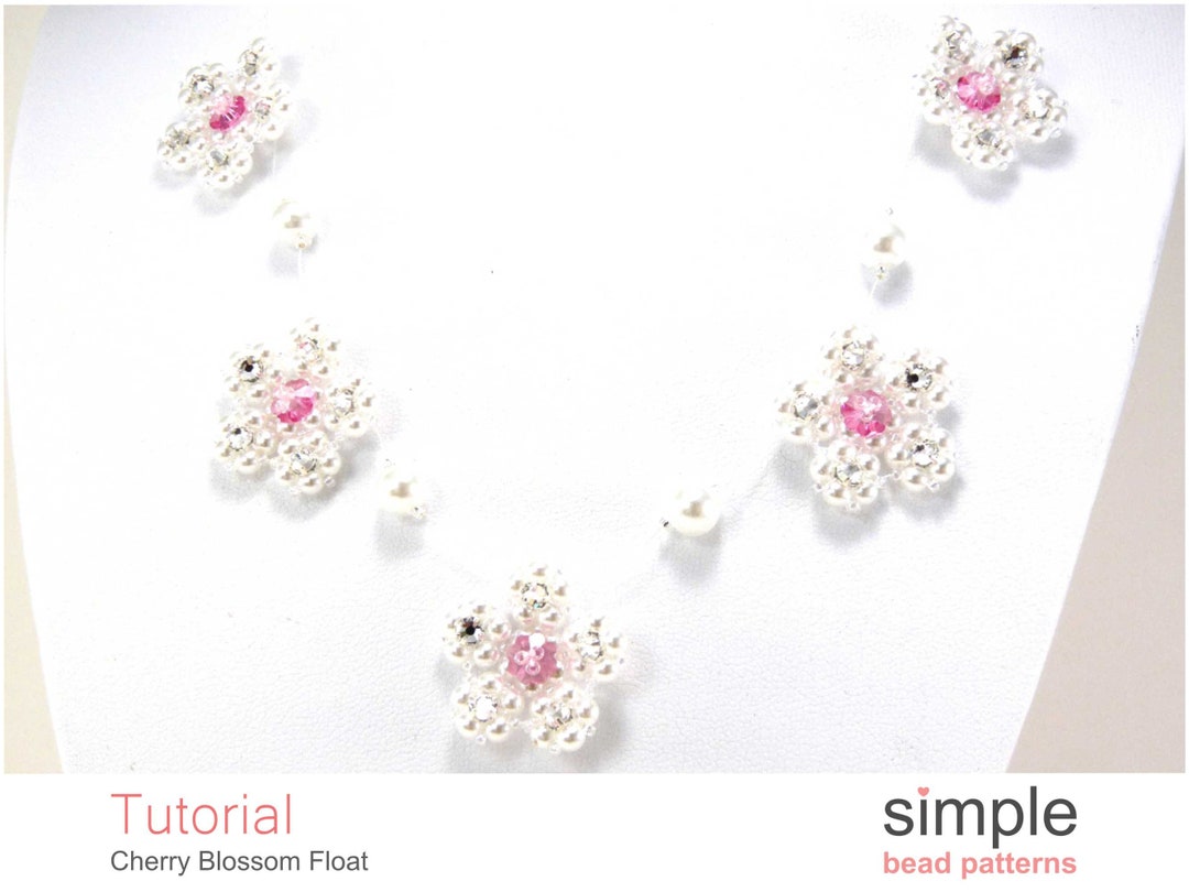 Beaded Flower Necklace Pattern, Pearl Flower Float Necklace Tutorial ...